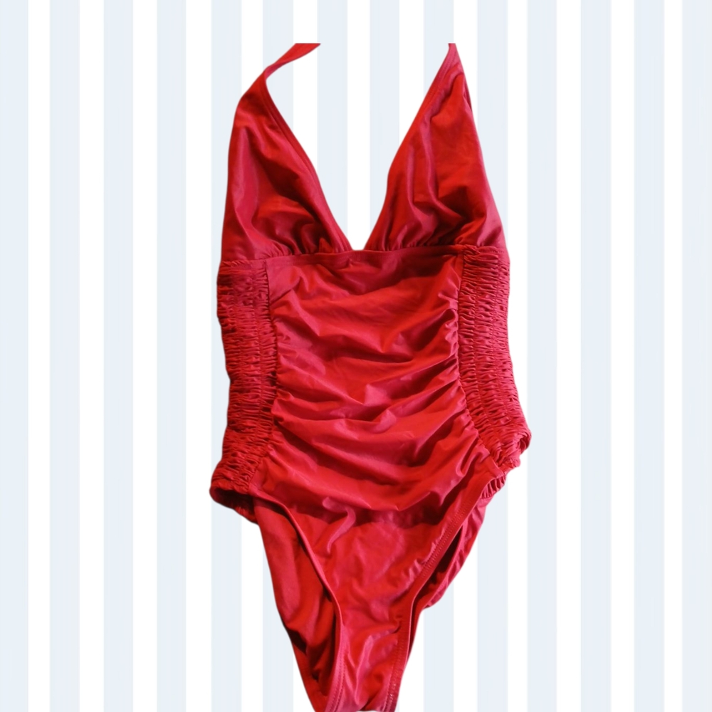 DKNY Crimson Halter One-Piece Swimsuit
